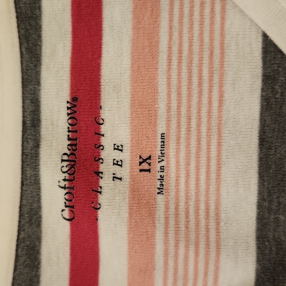 Croft & Barrow V-Neck Striped Classic Tee Shirts Size 1X - Picture 3 of 9